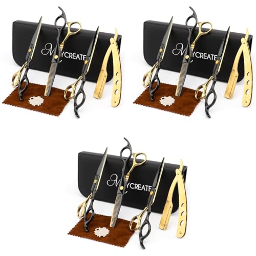 MAYCREATE® Professional Hair Cutting Scissors Kit Stainless Steel Hair Dressing Barber Straight Shears Teeth Thinning Tools with Bag for Home Salon 3 PCS MAYCREATE® Professional Hair Cutting Scissors Kit Stainless Steel Hair Dressing Barber Straight Shears Teeth Thinning Tools with Bag for Home Salon 3 PCS